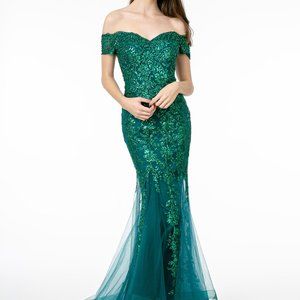 Off Shoulder Sequined Mermaid Shape Dress GSGL1823
